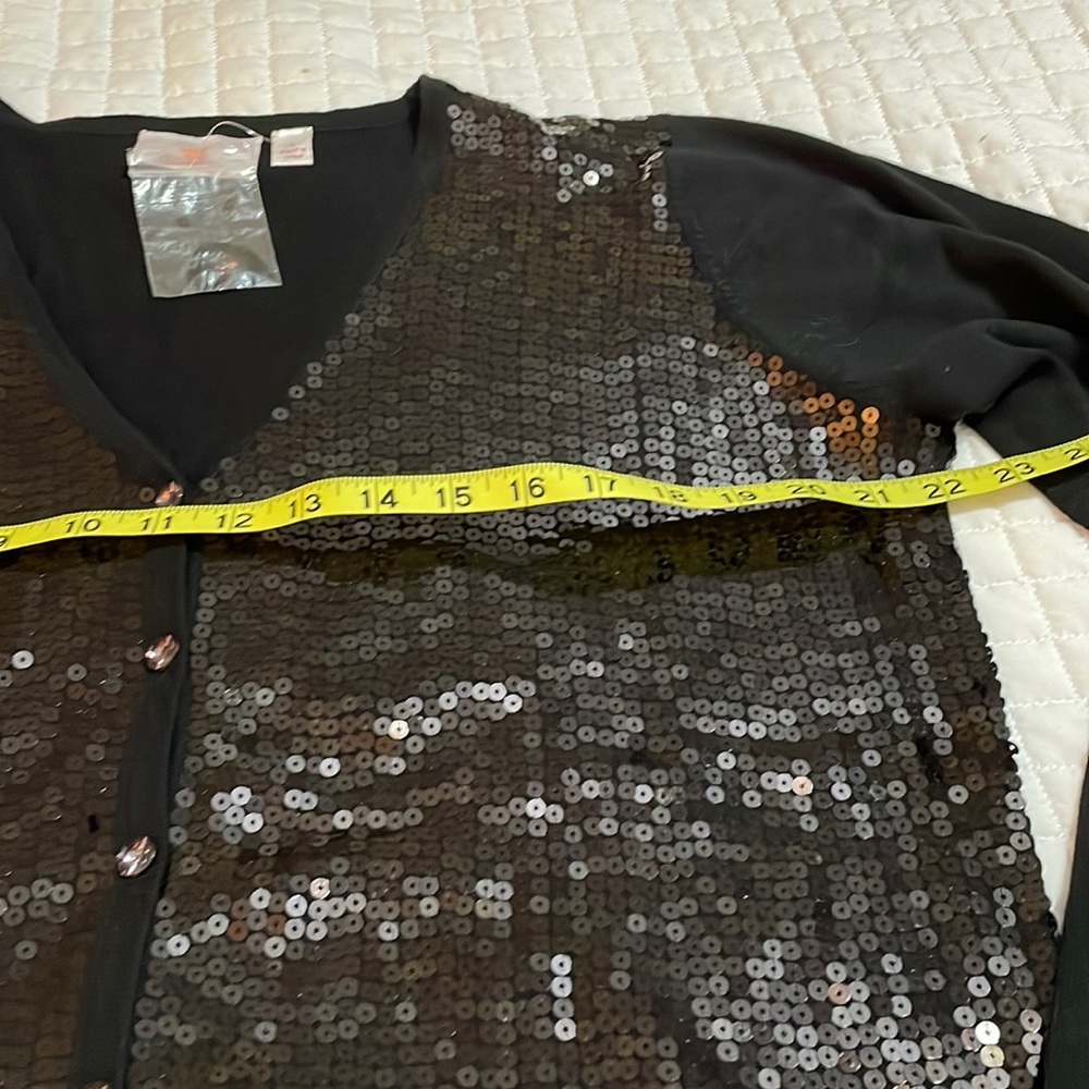 QUACKER Factory SET sequin cardigan and shell set. NWT L Black - Picture 10 of 11